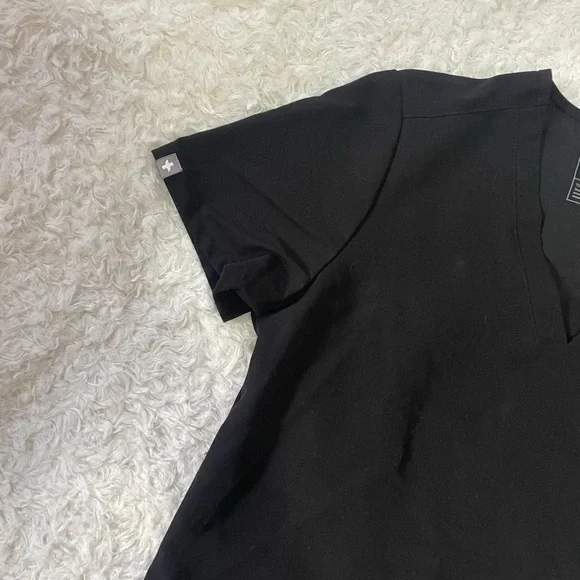 Figs Women's Short Sleeve Black Top - Picture 3 of 8